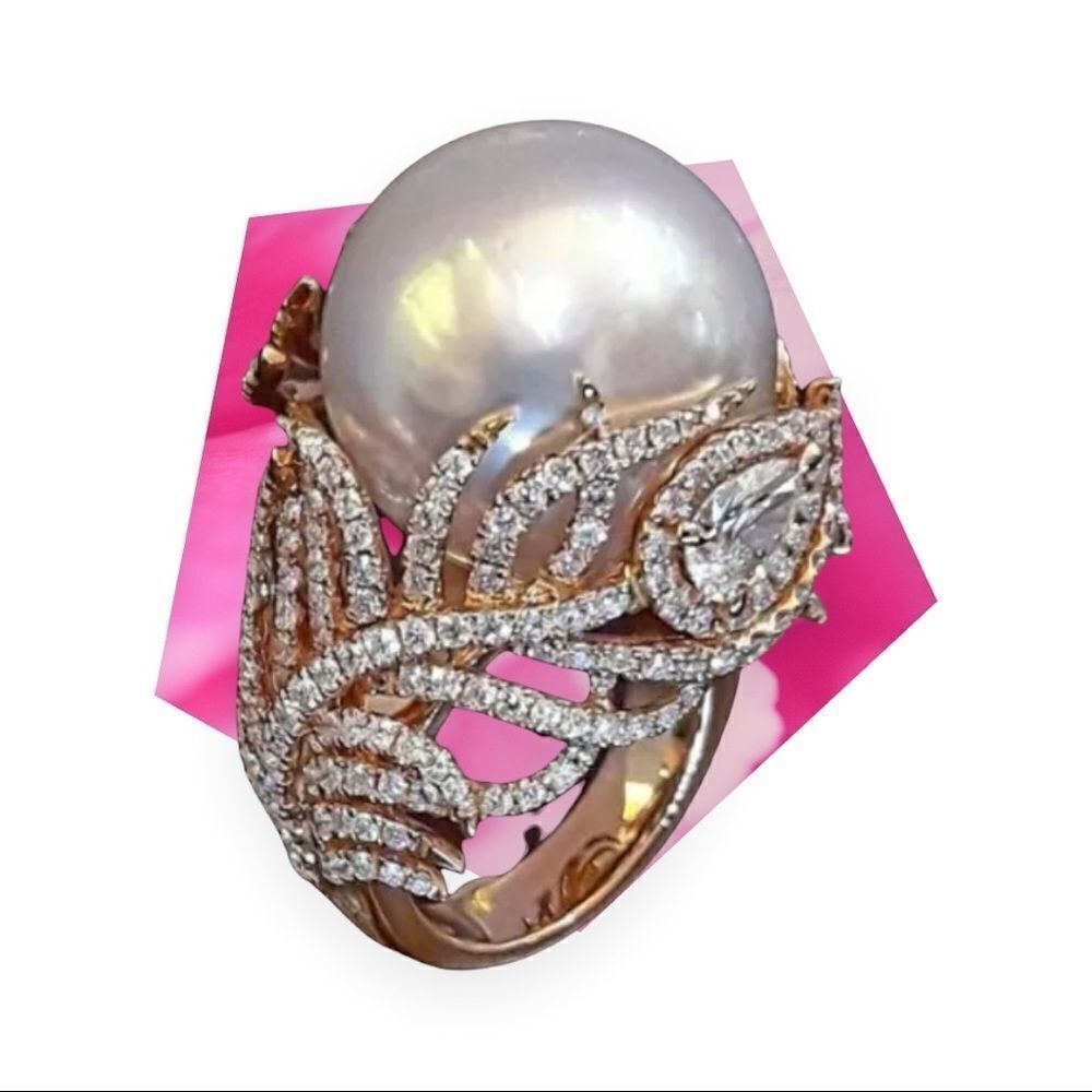 AKOYA PEARL DIAMOND COCKTAIL RING 6,7,9,10